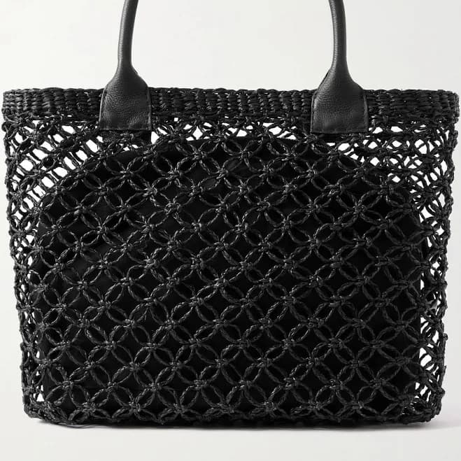 Sensi Studio Leather-Trimmed Straw Tote