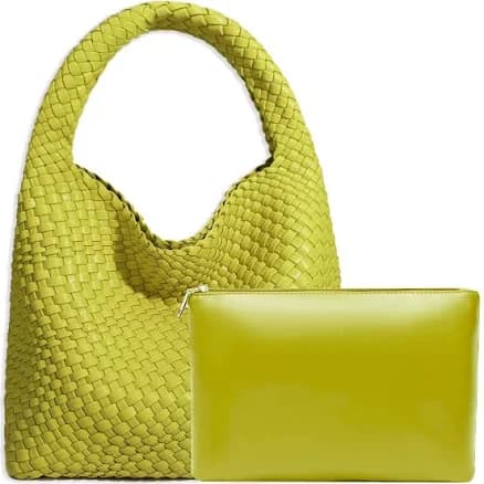 Women's Vegan Leather Hand-Woven Tote Handbag