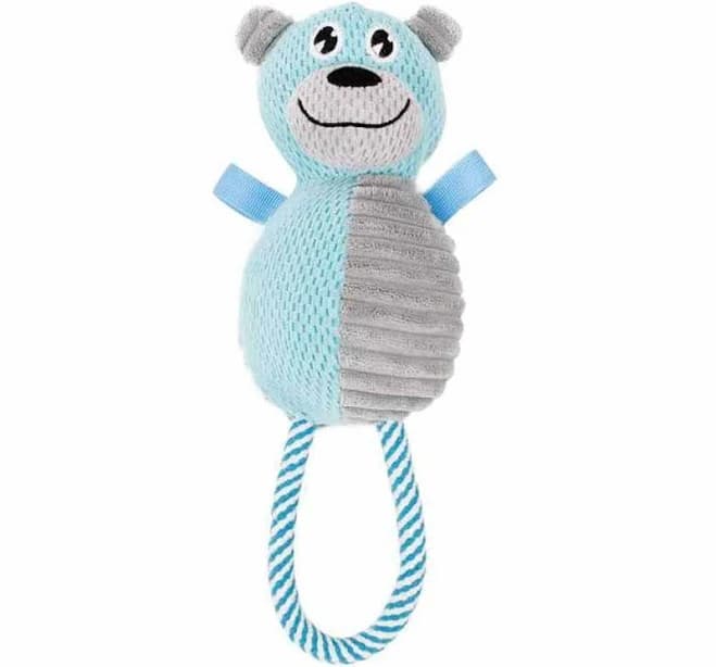 Pet Life Huggabear Natural Jute Squeaking and Tug Plush Dog Toy