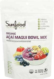 Organic Acai Maqui Bowl Mix - Dried Acai Berry Powder for Smoothie Bowls & Drinks, Fruit Source of Antioxidants, Gluten Free, USDA Organic, Non GMO - 6 oz Bag