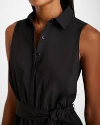 Sleeveless Belted Mini Shirt Dress | Express