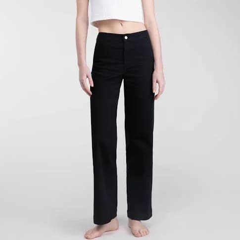 Oak + Fort Long Length Wide Leg Twill Pants
