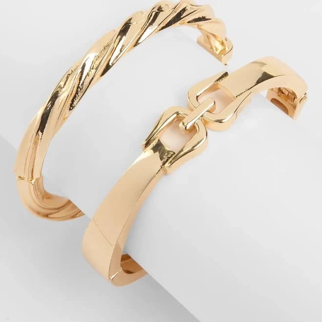Windsor Double The Drama Chain and Twist Bangle Set in Gold
