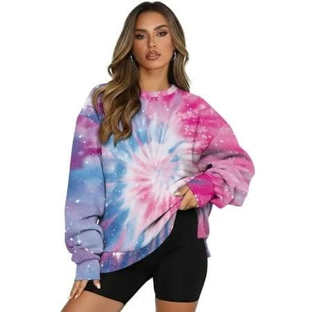 Women's Long Sleeve Crewneck Sweatshirt with Pockets