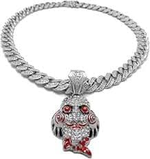 BLINGFACTORY Hip Hop SAW Inspired Pendant & 12mm 18" Full Iced Box Lock Cuban Chain Necklace | Amazon.com