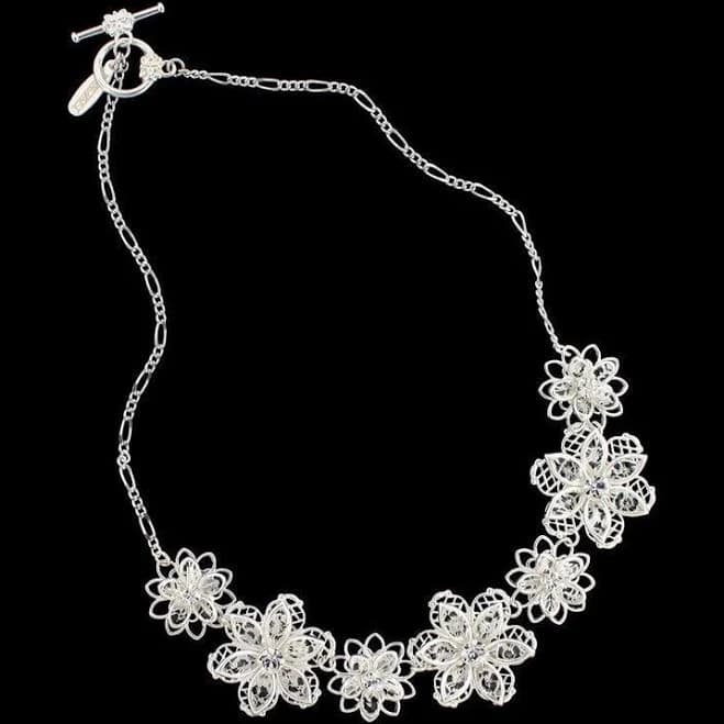 Floral Crystal Necklace with Chain