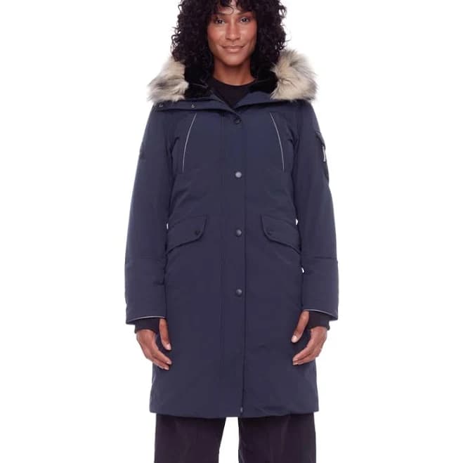 Alpine North Women's Laurentian Vegan Down Long Parka with Faux Fur Hood