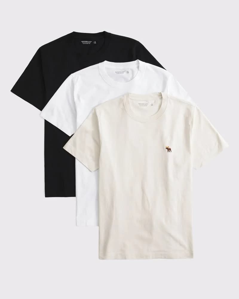 Abercrombie & Fitch Men's 3-Pack Slim Polished Signature Icon Tees