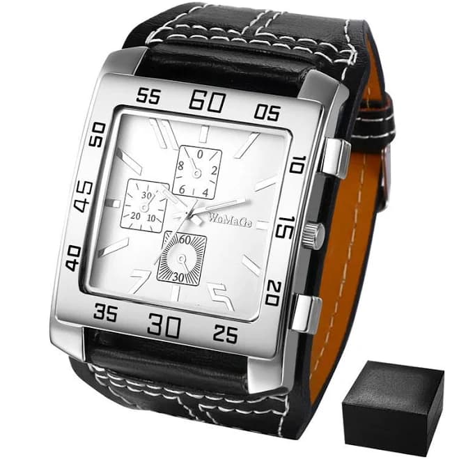 Avaner Men's Oversize Square Leather Watch