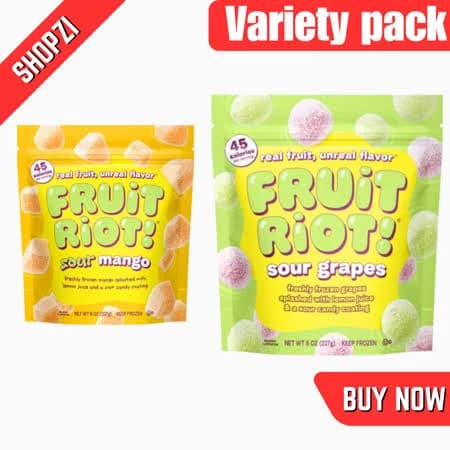 Fruit Riot Sour Candy Variety Pack, 6 Count (8 oz Bags, Mango, Grape), Bold Fruity Sour Candy Snack, Size: 8oz, Orange