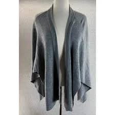 Rebecca Minkoff Womens Gray Knit Drape Wrap Shawl Open Front Wool Blend Soft