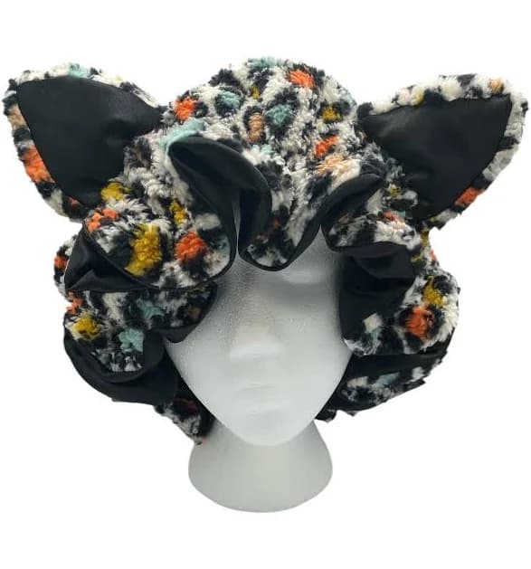 Handmade Faux Sherpa Leopard Bonnet