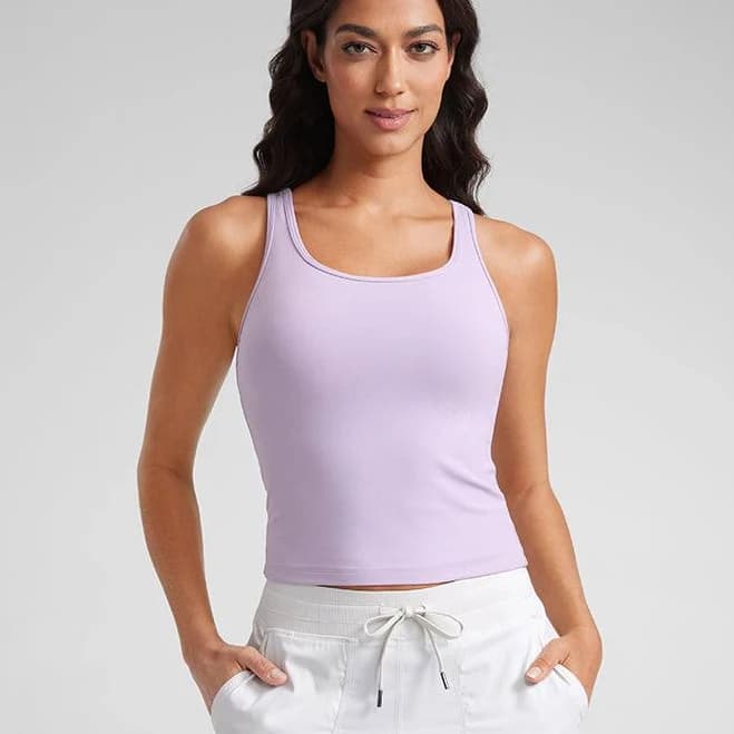 CRZ YOGA Women's Butterluxe Double Lined Scoop Neck Tank