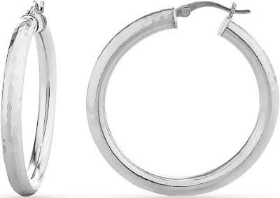Brilliance Sterling Silver Diamond Cut Hoop Earrings