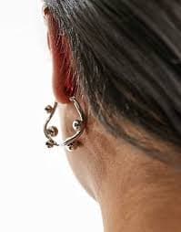 ASOS DESIGN 36mm hoop earrings with wiggle ball design in silver tone | ASOS