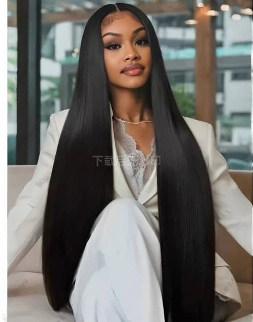 40 Inch Extra Long Black Straight Lace Front Wigs Synthetic Hair For