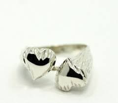 Vintage Sterling Silver Diamond Cut Faceted Double Heart Bypass Ring SZ 4.75 | eBay