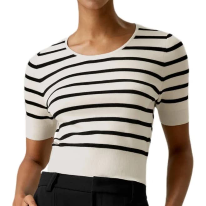 Lilysilk Silk Striped Cropped Knit Women Top