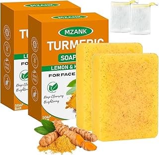 MZANK 2 Pack Kojic Acid Soap,Dark Spot Remover Turmeric Soap Bars Brightening & Moisturizing with Collagen,Vitamin,Hyaluronic Acid,Retinol,Shea Butter,Tumeric Soaps for Face Body All Skin Types