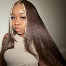 Highlight Hair Straight Lace Front Human Hair Wigs Ombre Color Wigs