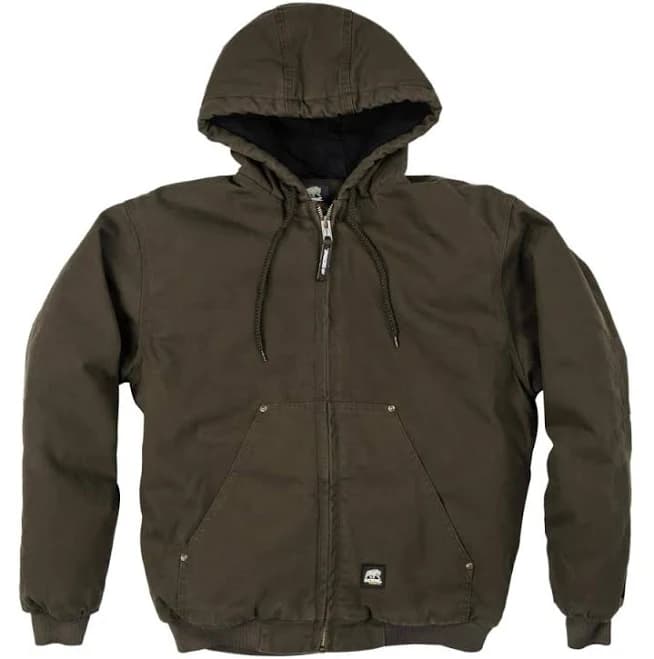 Berne Men's Heartland Washed Duck Hooded Work Jacket