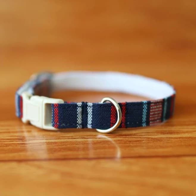 Blue Striped Cat Collar: Breakaway Kitten Collar, Adjustable Fit