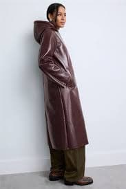 Shearling Lined Leather Hooded Coat by PLAN C x RTR | Rent the Runway