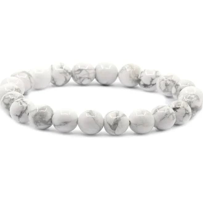 White Howlite Bead Stretch Bracelet