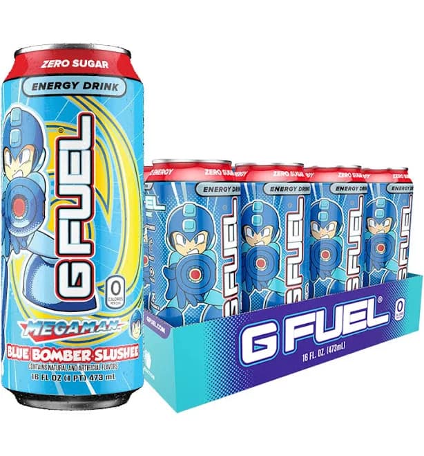 G Fuel Energy Drink, Blue Raspberry, Sugar Free, 300mg Caffeine, 16 oz Cans, 12-Pack