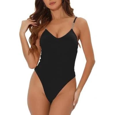 Allegra K Women's Casual Slim Fit V-Neck Cami Bodysuit