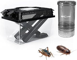 Reptile Cricket Keeper & Mixer Combo Kit, Reptile Cricket Calcium Powder Feeder, Feeding Dispenser Shaker for Bearded Dragon Gecko Lizards Chameleon Snake