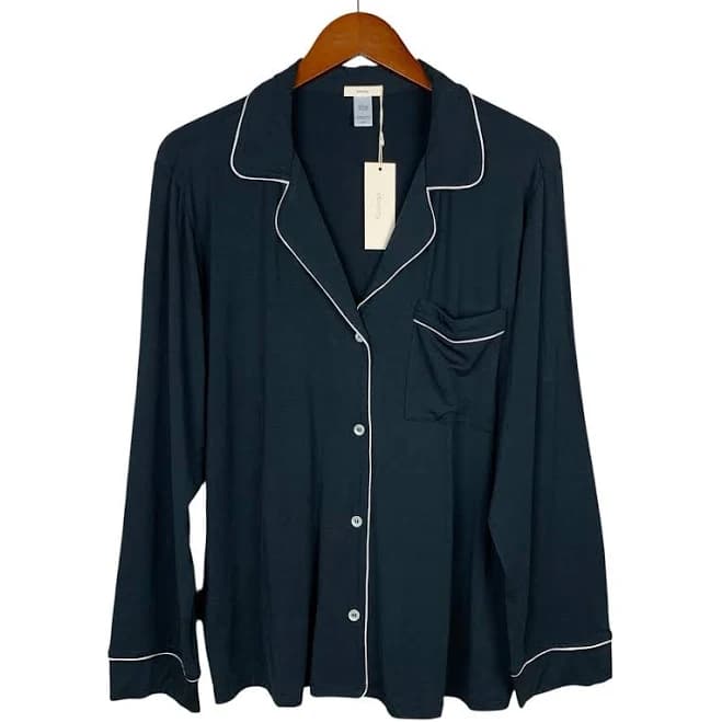 Eberjey Intimates & Sleepwear | Eberjey Black Pajama Top With White Piping | Color: Black/Pink | Size: M | Bhheffez's Closet