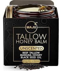 Amazon.com: Azmera Beauty 100% Grass-Fed Beef Tallow Balm For Skin Manuka Honey MGO 263+, Organic Beeswax & Olive Oil – Handmade All-Natural Skincare for Soft, Smooth Skin (2oz, Unscented + Moringa oil) :