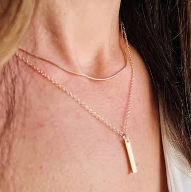 Dainty Minimalist Bar Pendant Necklace