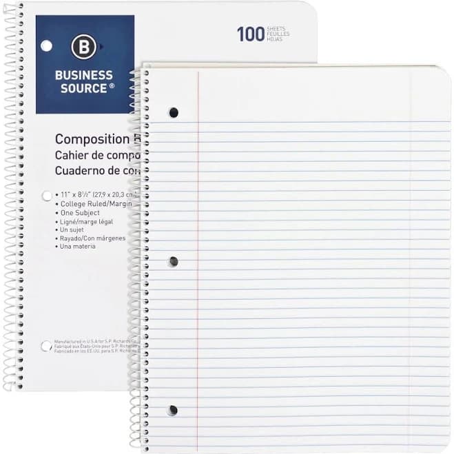 Business Source Wirebound College Ruled Notebooks