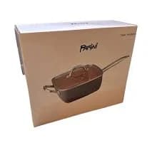Parini 6 Qt Copper Non Stick Square Pan with Lid New in Boxmodel INV00419