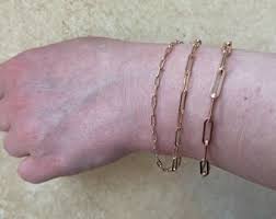 Women's Rose Gold Over Real Solid 925 Sterling Silver Rolo Paper Clip Bracelets 2.5mm-4mm, 6"-8" - Etsy UK