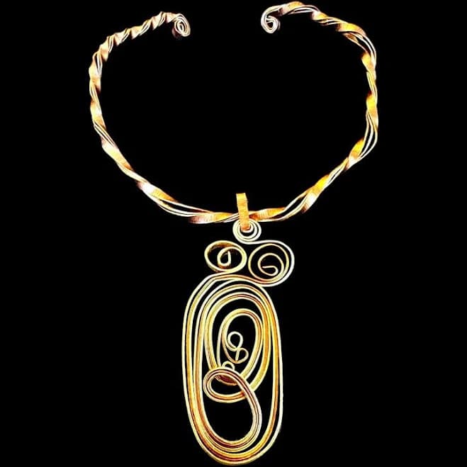 Copper Gold Abstract Choker Necklace