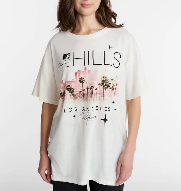 The Hills Women's Oversized Graphic Tee with Short Sleeves