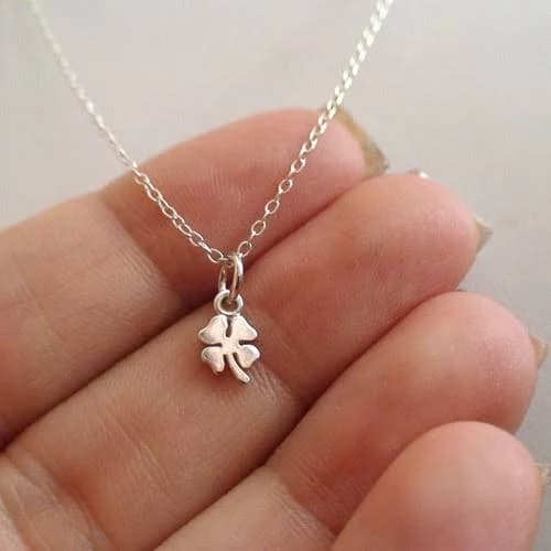 Tiny Four Leaf Clover Necklace in Sterling Silver