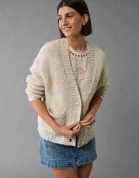 Womens Button Up Sweaters VIISHOW Women's Chunky Knit Cardigan - Long Sleeve V Neck Button Up Sweater With Pockets Long Sleeve Cardigan