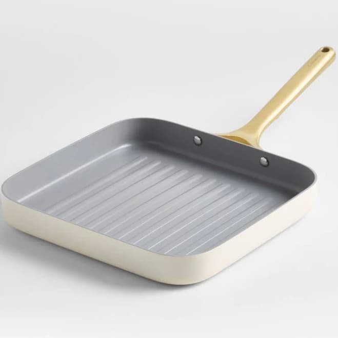 Crate & Barrel Caraway Cream Ceramic Non-Stick Square Grill Pan