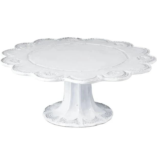 Vietri Incanto Stone Lace Large Cake Stand - White