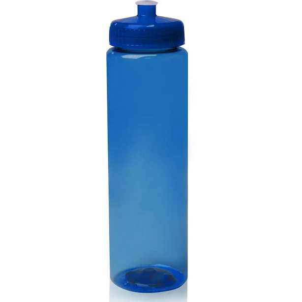 Imprinted Poly-Clear Plastic Water Bottle (Blue) | Custom Water Bottles | (Plastic) | Logo