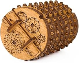 iDventure Kryptos - 3D Puzzle Box with a Secret Code - Cryptex Money Box - Adults' Small Gift Wooden Treasure Box - Escape Room Game