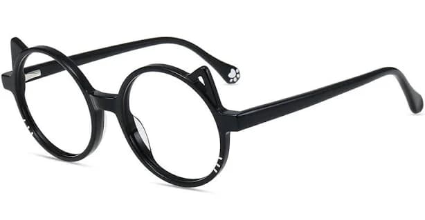 firmoo Women Glasses Medium Judy109 Black Acetate Round Frame