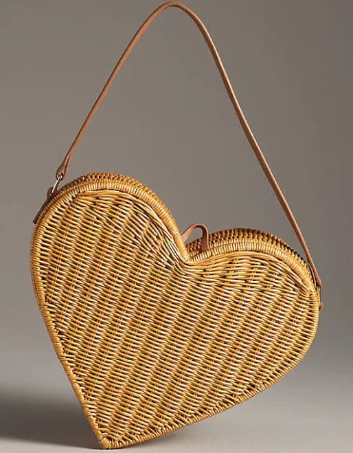 Serpui Heart Wicker Shoulder Bag