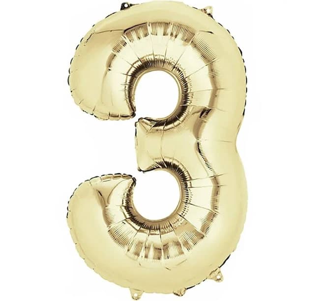 Unique Gold Number 3 Balloon