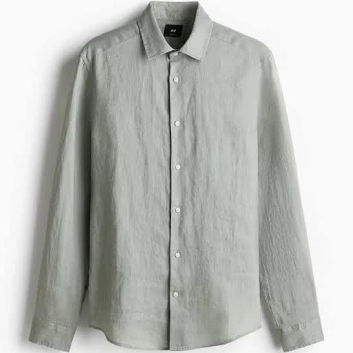 H&M Men's Slim Fit Linen Shirt