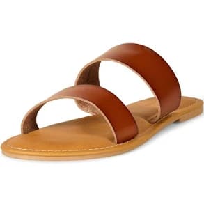 Amazon Essentials Women's Two Band Slip On Open Toe Sandal